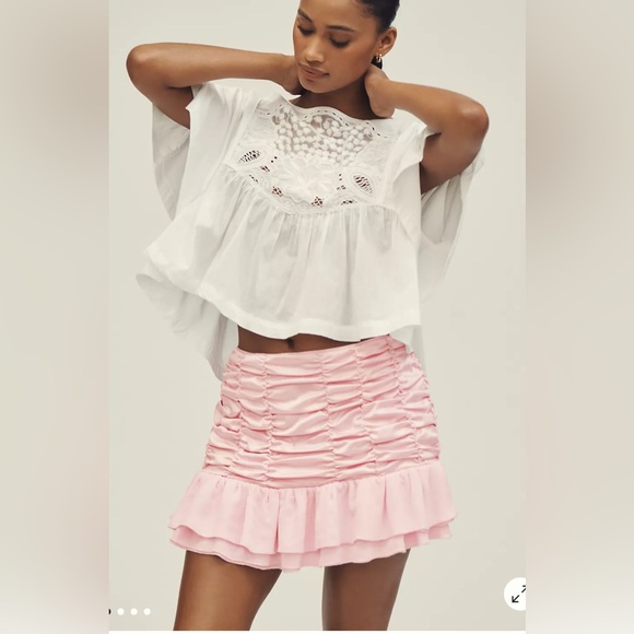 NWT Anthropologie Maeve Size‎ M Satin Chiffon Top Pink/Rose